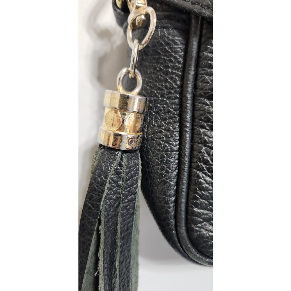 Elie Beaumont Leather Made In Italy Tassel Crossbody Black - Picture 5 of 9